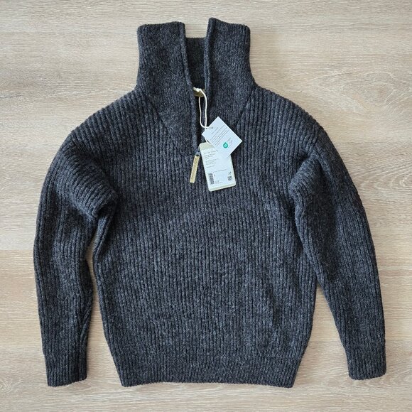 MacKenzie Men’s 100%  Wool Sweater Quarter Zip Charcoal Sz Small New With Tags - Picture 1 of 17